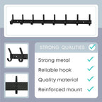 Matte Black Coat Rack Wall Mount – 24 Inch Stainless Steel Hook Rail with 8 Double Coat Hooks – Wall Mounted Entryway Organiz