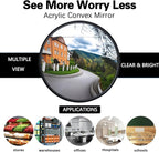 12" Acrylic Convex Mirror – Adjustable Wide Angle View Traffic Mirror for Enhanced Security Coverage in Rooms, Offices, Warehouses, Parking Lots, and Addressing Corner Blind Spot Areas