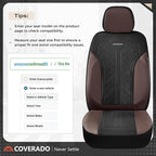 Coverado Seat Covers for Car 5 Seats, Leather Car Seat Covers Fullset, Breathable Mesh Front and Rear Protectors, Coffee Luxu