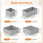 Lifewit Underwear Drawer Organizer for Closet 8 Pack, 3 Sizes Dresser Organizer Dividers, Deep Fabric Foldable Drawer Storage