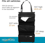 High Road Storage Organizer with Car Tissue Box Holder and Multipurpose Pockets - Back of the Seat or Front Seat Organizer for Driving Essentials - Slim and Compact Car Storage for All Vehicles