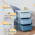 Qaba 3 Tier Kids Storage Unit, Toy Organizers and Storage with 3 Drawer Chest for Kids Bedroom Nursery Kindergarten Living Ro