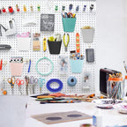 G.CORE Large Pegboard Cups Peg Board Storage Bin 6 Pack with Hooks, Square Box Shape Pegboard Cup Holder Accessories for Gara