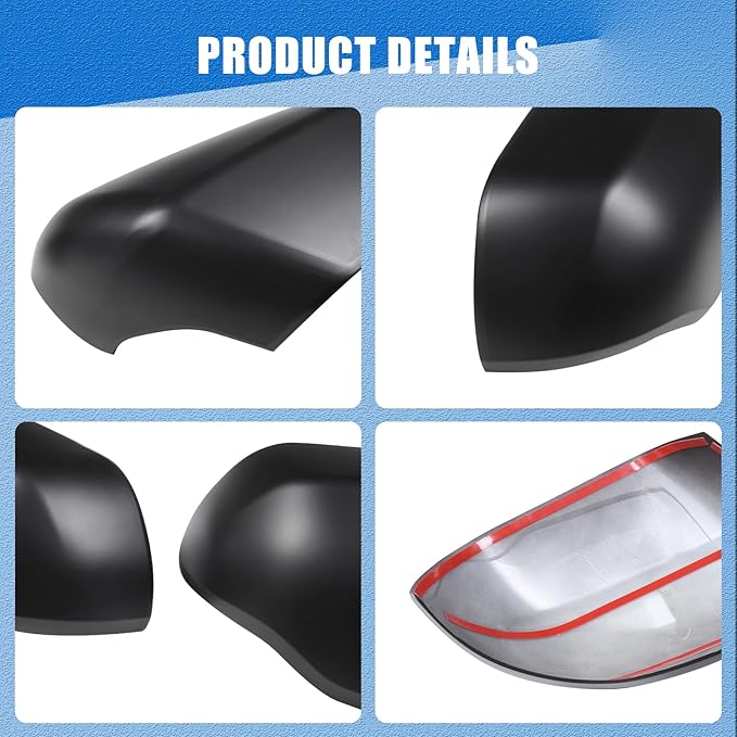 2PCS Side Door Mirror Cover for Toyota Tundra 2022-2025/ Sequoia 2023-2025, Car Exterior Rear View Mirror Housing Protector Cover Cap Self-adhesive Accessories ABS (with turn signal lights)