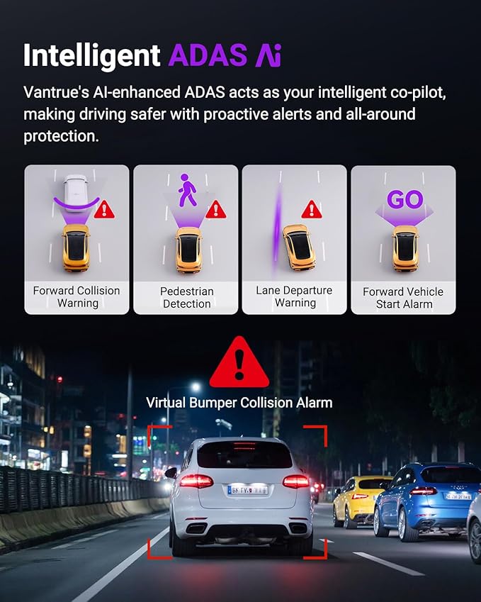 Vantrue S1 Pro Dash Cam Front STARVIS 2, 2.7K Mini Dash Camera for Cars, ADAS, App Control, Built-in WiFi GPS, G-Sensor, Loop