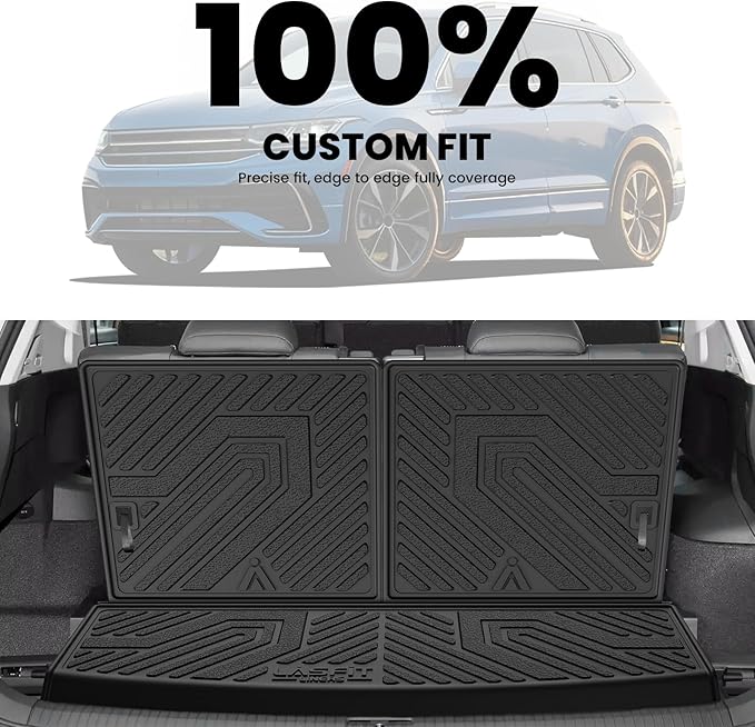 LASFIT Cargo Mat & Seatback Mat for Volkswagen Tiguan 2018-2024(Fit 7 Seats), Custom Fit All-Weather TPE Rubber Backrest & Trunk Mats for VW Tiguan Accessories, Waterproof, Easy to Clean, Black