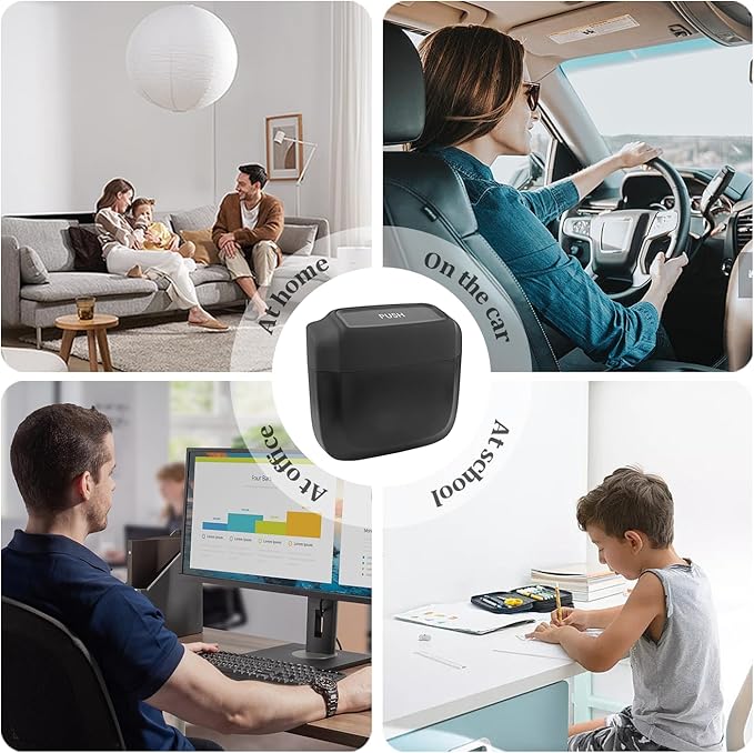 2PCS Car Trash Can with Lid + 60PCS Garbage Bags,Mini Trash Can Interior Accessories for Door/Seat/Center Console/Home/Office,Multifunctional Car Organizers and Storage (Black)