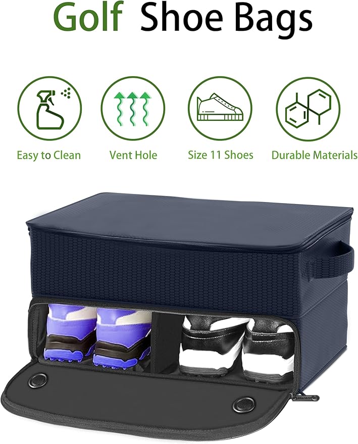 CAMPLAND 2 Layer Golf Trunk Organizer, Waterproof Car Locker for 2 Pair Shoes, Durable Storage for Balls, Tees, Clothes,