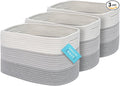 OrganiHaus Rope Baskets for Shelves - Set of 3 Woven Storage Baskets for Organizing, Closet & Toy Storage - 3-Toned Gray - 15