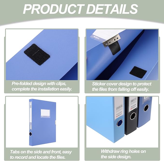 M&G File Organizer Box, Blue A4 Plastic Storage File Boxes File Folder Document Boxes Cabinet Archives Cases Boxes with Lid f