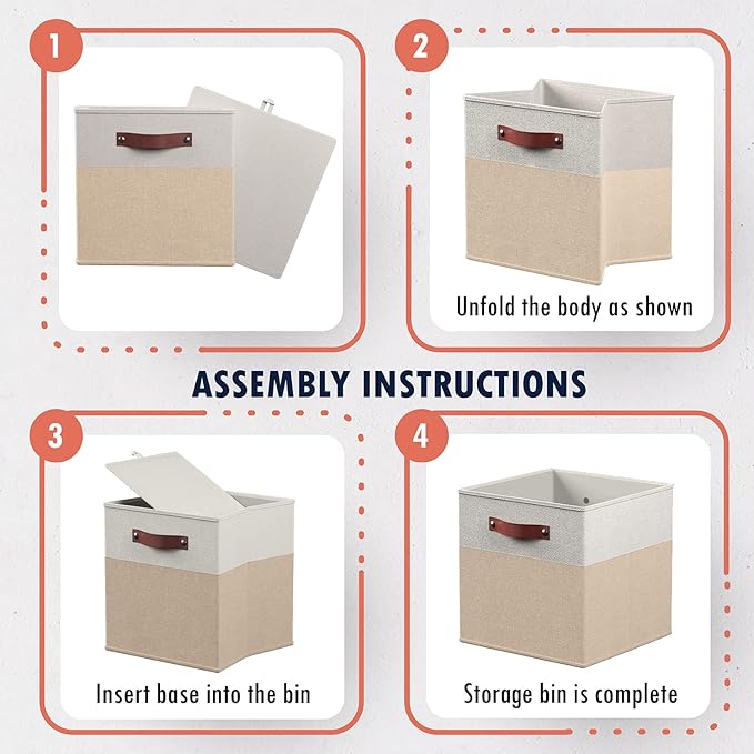 Ornavo Home 13 x 13 Storage Cube Bins, Foldable Collapsible Fabric Storage Bins Box Linen Shelf Basket Cube Organizer for Clo