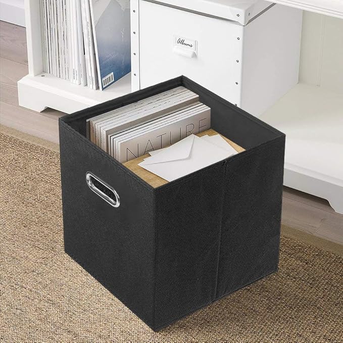 ShellKingdom Storage Bins, Foldable Fabric Storage Cubes And Cloth Storage Organizer Drawer with Metal Handle For Closet And 