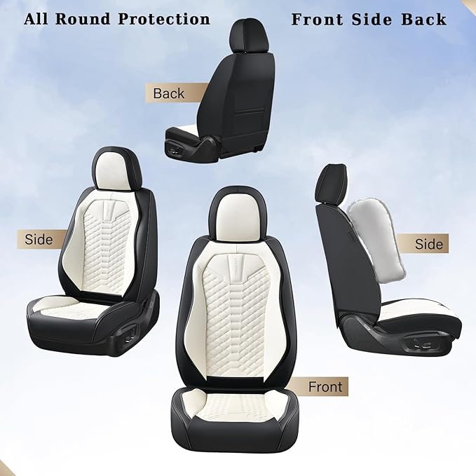 Coverado Leather Seat Covers, Car Seat Covers Full Set, Waterproof Nappa Leather Car Seat Cover, Car Seat Protectors 5 Seats,