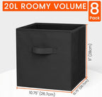 Criusia Storage Cubes - 11 Inch Heavy Duty Fabric Storage Bins for Shelves Closet, Cube Organizer - 8 Pack Collapsible Cube S