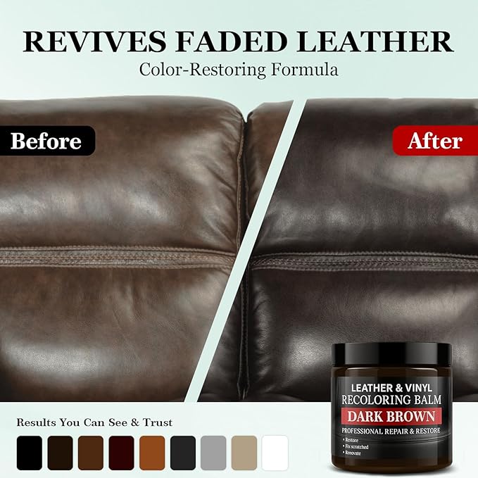 Leather Color Restorer, Leather Recoloring Balm, Scratch Remover, Leather Dye, Leather Paint with Leather Conditioner, Leathe