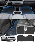 Sunsdrew Floor Mats for 2022-2024 Hyundai Ioniq 5 (Unmovable Console Only, Not for 2025), All Weather Floor Liners 1st & 2nd Row Car Mats Ioniq 5 Accessories TPE Rubber Raised Edge