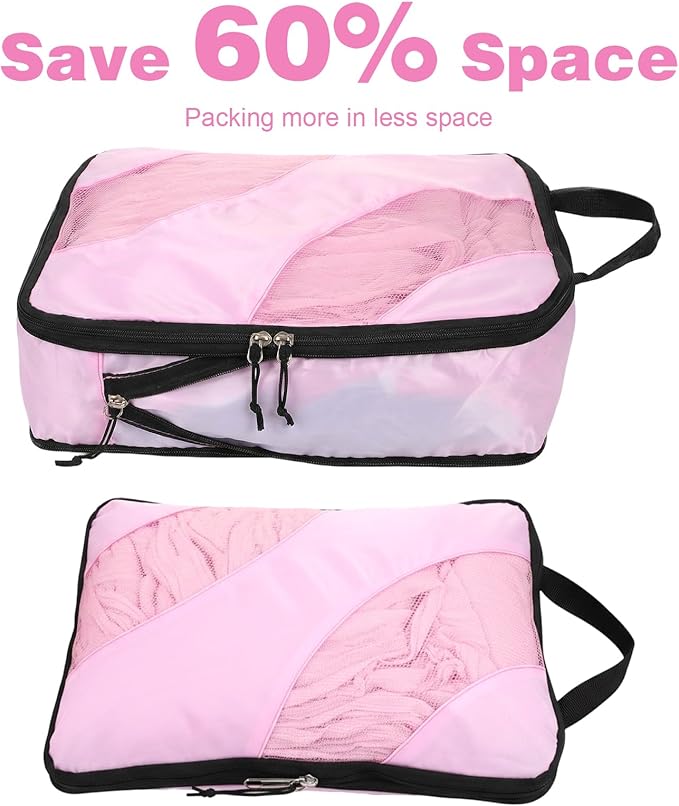 6 Pcs Set ompression Packing Cubes, Expandable Large Packing Cubes for Suitcases and Backpack, Compression Suitcase Organizer
