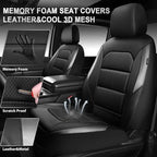 CAR PASS Memory Foam Car Seat Covers,Air Cool Mesh Thick Seat Covers Front Seats,Gray Metal Film Leather Seat Cover for Car,U