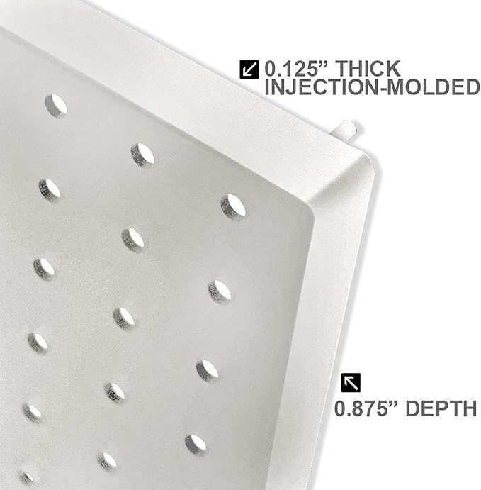 Azar Displays, 900945-WHT, 70 Piece Pegboard Organizer, Wall Mount Peg Board Combination Panel Kit for Bedroom, Craft Room, S