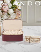 Vlando Jewelry Box with 12 Velvet Jewelry Bags Travel Jewelry Case for Girls Jewelry Organizers Necklace Rings Earrings Stora