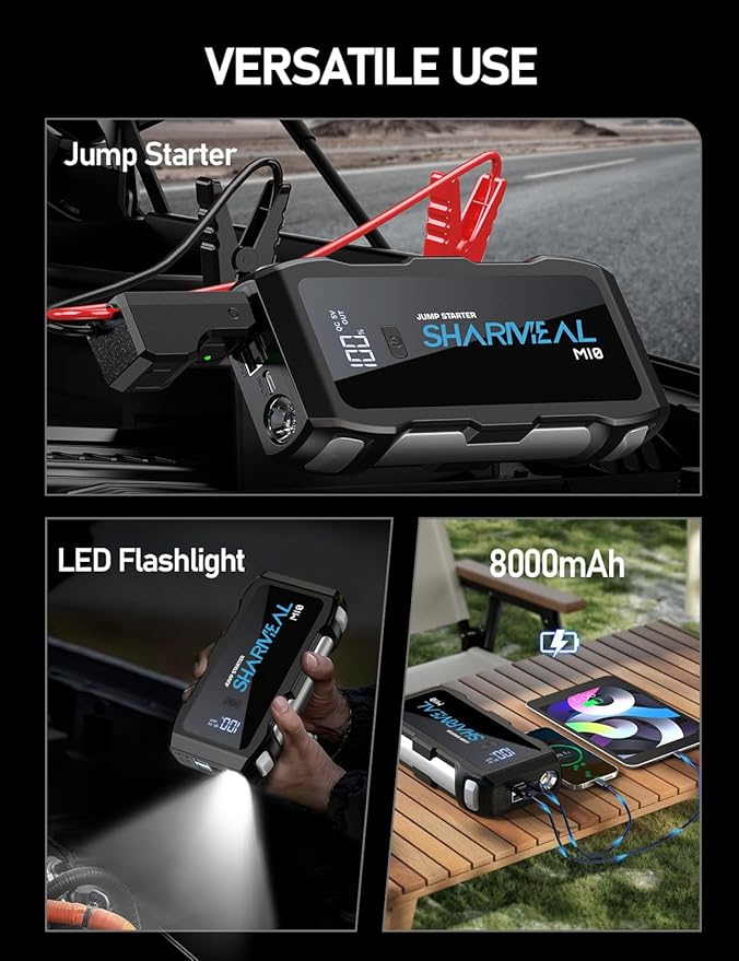 Jump Starter 5000A, 12V Car Battery Jump Starter with USB Quick Charge (Up to 10.0L Gas or 9.0L Diesel Engine), Battery