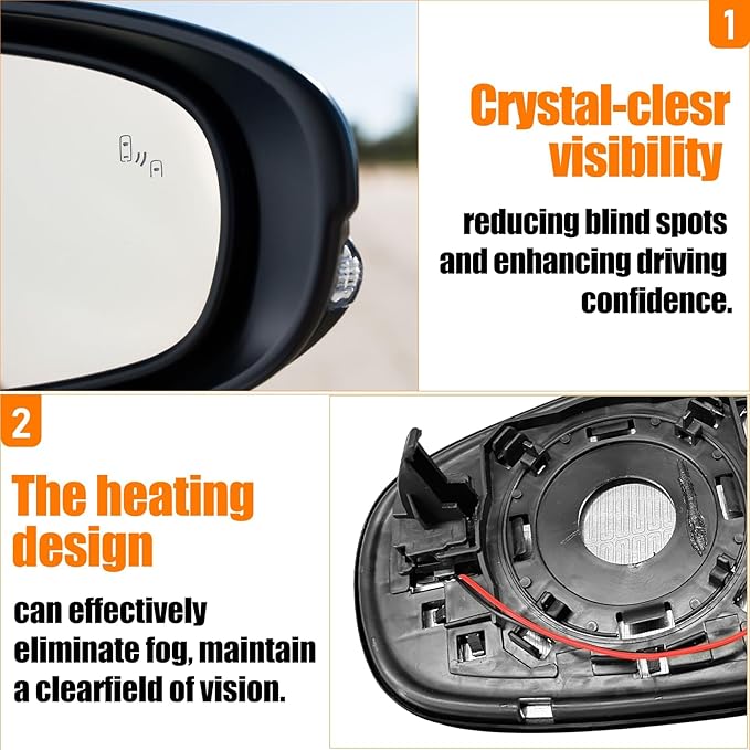 Heated & Blind Spot Right Passenger Side Mirror Glass Compatible with Lexus ES300h ES350 2013-2018,IS250 IS350 2015-2020,LS350 2013-2017,GS350 2013-2020,CT200h 2011-2017,RC300 RC350 2015-2019