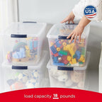 Rubbermaid Cleverstore Clear 32 Qt, 6 Pack Stackable Plastic Storage Bins with Lids, Great for Closet and Laundry Storage, Or
