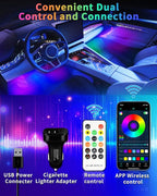 YM E-Bright 5 in 1 Car Interior Led Light Kit，Dreamcolor Acrylic Neon Interior Car LED Strip Lights，Dash Footwell Multicolor with Music Sync Mode and DIY Mode