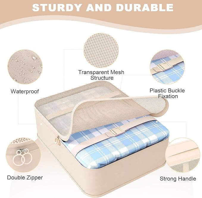 8 Set Packing Cubes for Travel,Suitcase Organizer Bags for Luggage with Shoe & Hanging Toiletry Bag, Vacation Essentials & Ac