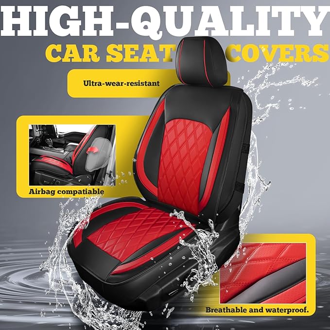 LINGVIDO Car Seat Covers Full Set (5 Seats) - Premium Perforated Nappa Leather, Waterproof Shield, Omni-Adapt Fit SUVs Sedans