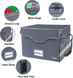 DocSafe Fireproof Document Box with Lock,File Storage Organizer with Zipper Pockets,Collapsible Portable File Box Home Office