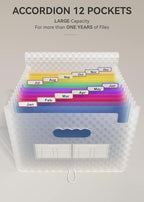 ABC life 12-Pocket Accordion File Organizer, Expandable File Folder with Colorful A-Z Tabs, Portable Bill & Receipt Organizer