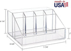 STORi Chloe Clear Plastic Stackable Desk Organizer, Rectangular 6-Compartment Office Supply Holder for Pens, Markers & Notepa