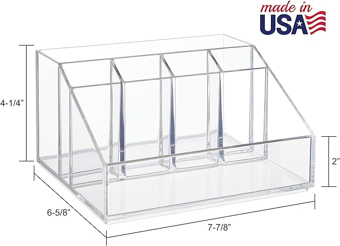 STORi Chloe Clear Plastic Stackable Desk Organizer, Rectangular 6-Compartment Office Supply Holder for Pens, Markers & Notepa