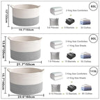 90L Large Blanket Basket,21.7"L x 21.7"W x 13.8"H Rope Woven Baskets with Handles, Toys Storage Bins,Laundry Basket Perfect f