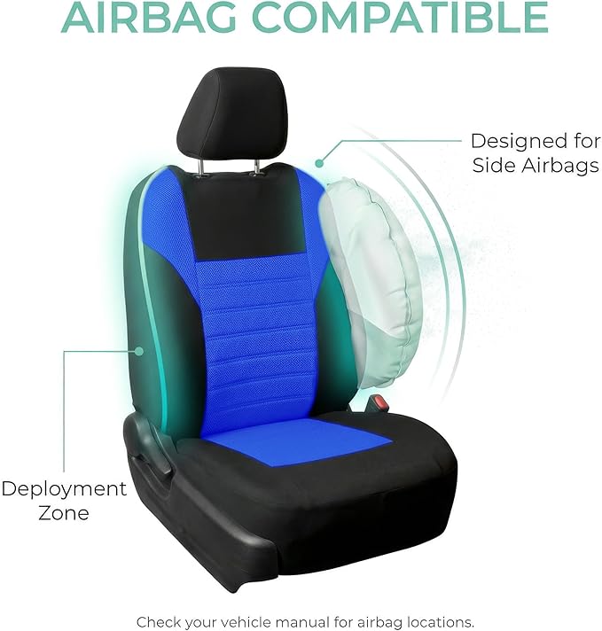 FH Group Automotive Car Seat Covers Full Set Premium 3D Air Mesh Front Seat Covers, Airbag Compatible & Split Bench Cover Uni