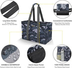BALEINE Soft 9 Gallon Extra Large Utility Tote, Foldable Reusable Storage Bag (Grey Camouflage)