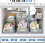 1 Pack 20.47IN Depth Under Sink Storage Organizer, Large 2-Tier Elegant Mesh Pull Out Shelf for Kitchen and Bathroom Cabinet 