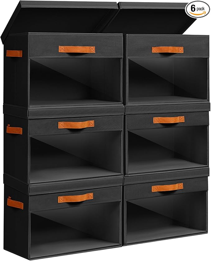 Homsorout Large Storage Bins with Lids - 6 Pack Foldable Decorative Organizers with Clear Windows & Handles, Cube Storage Org