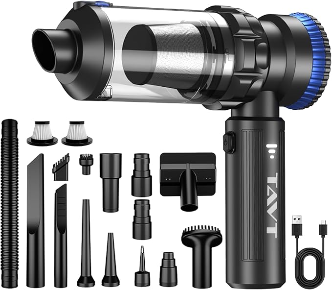 Car Vacuum Portable Cordless, 19000PA Suction Power [3 Suction Modes] & 6000mAh Battery [USB-C Charging Cable], 4-in-1 Wirele