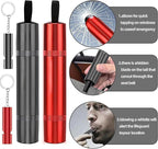 2 Pack Emergency Escape Tool, 2-in-1 Seatbelt Cutter & Window Breaker Hammer with Base, Glass Test Sheet & Whistles - Aluminu