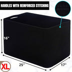 MINTWOOD Design 112L Extra Large Blanket Basket Holder Living Room, 25"x17"x16" Rectangle Rope Woven Storage Basket with Hand