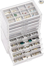ProCase Earring Holder Organizer Jewelry Box with 10 Drawers, Acrylic Clear Earring Case with Adjustable Velvet Trays for Wom