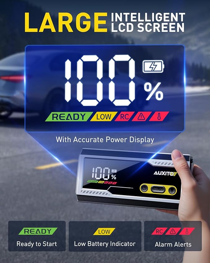 AUXITO 6000A Jump Starter, 12V Car Battery Jump Starter, Up to All Gas & 12L Diesel Engine with LED Display, Portable Jump