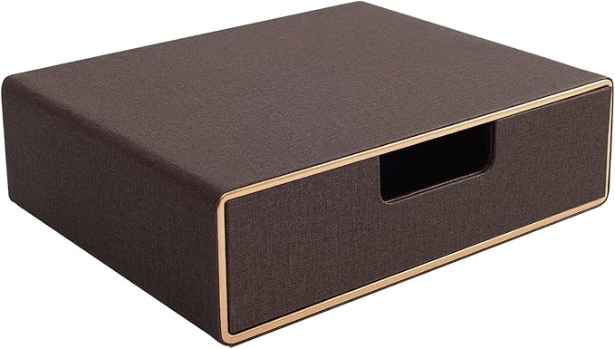 Stackable Organizer Drawer Classic Brown Pu Leather Handmade,Organize Home Office Desk Accessories and Sort Letter-Size Paper