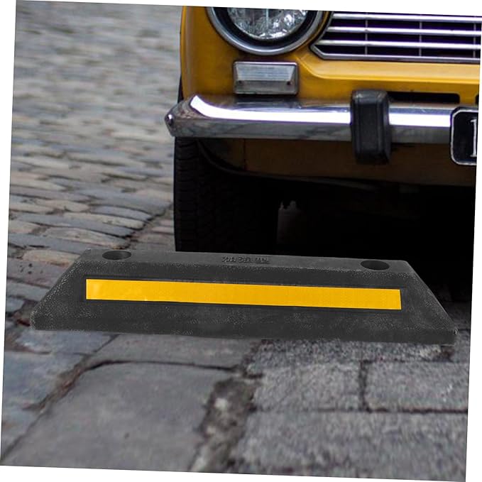 Parking Stopper for Garage Rubber Wheel Stopper Reflective Tape Easy Installation for Cars Rvs and Trailers Reliable Parking Aid for Home and Commercial Use
