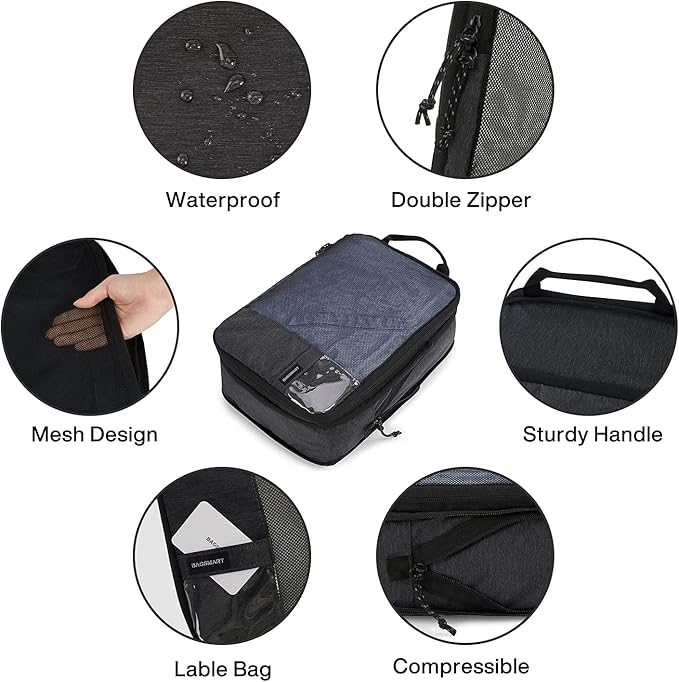 BAGSMART 6 Set /4 Set/2 Set Compression Packing Cubes for Travel, Lightweight Luggage Organizer Bags, Durable Space Saver Bag
