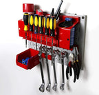 Wall Control Pegboard Wall Organizer Tiles Modular Red Metal Pegboard Tiling Set - Four 12-Inch Tall x 16-Inch Wide Peg Board