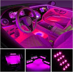 Car LED Strip Light, EJ's SUPER CAR 4pcs 48 LED Car Interior Lights Under Dash Lighting Waterproof Kit,Atmosphere Neon Lights Strip for Car,DC 12V(Pink)