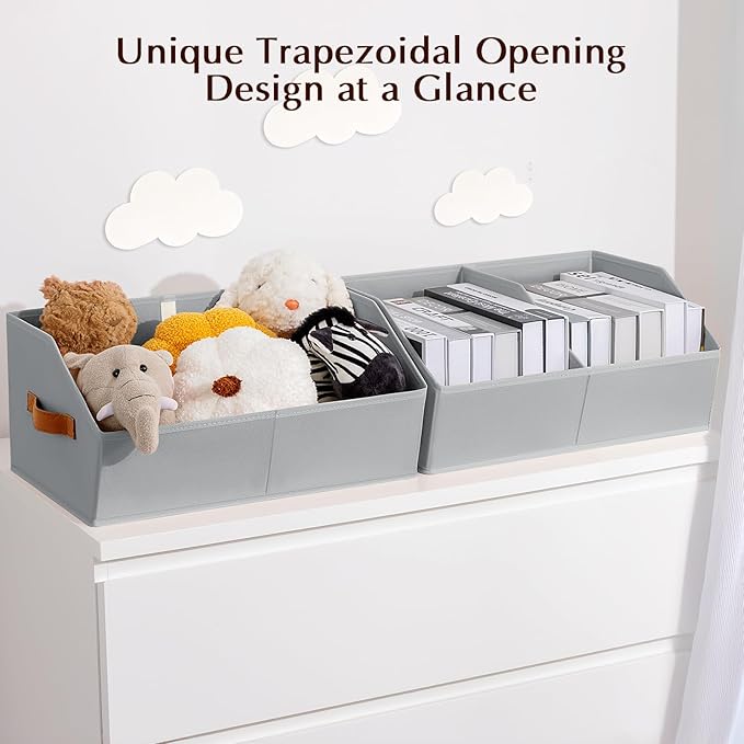Homsorout Closet Organizers and Storage Bins - 4 Pack Collapsible Divided Trapezoidal Cube Storage Bins Baskets For Organizin